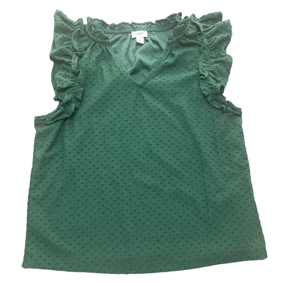J.Crew Women’s Green Blouse With Cute Ruffles 
Size:Small